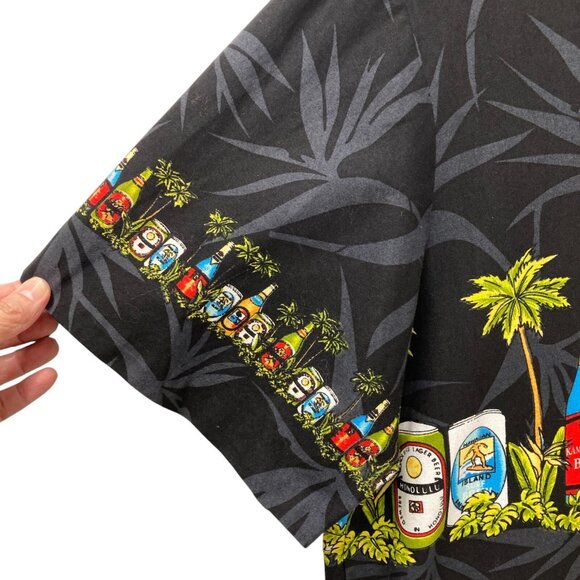 RJC Ltd. Men's Hawaiian Shirt, Sz XL, Beer Palm Trees, Short Sleeves Button Up - Picture 4 of 8